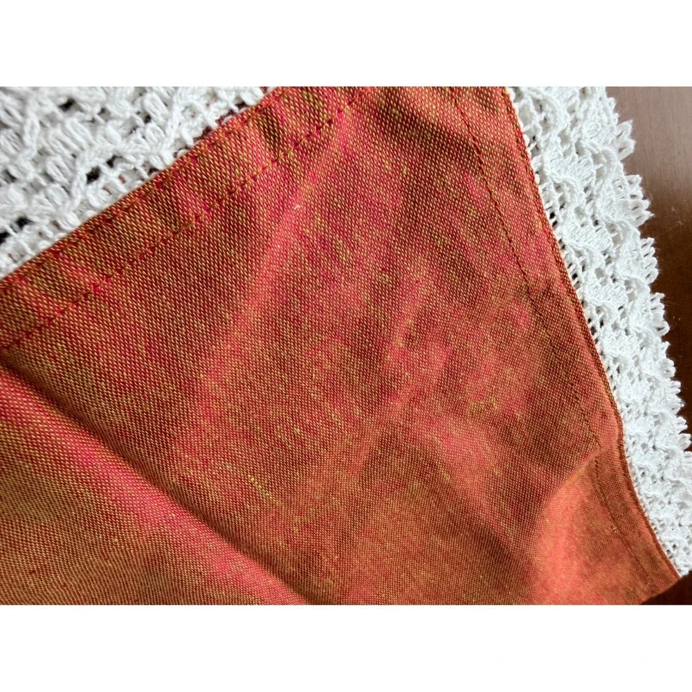 Pier 1 Imports Salmon Lace Chambray‎ Napkins Set of 22 Orange Cotton Crochet